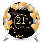 Coeur Ballon 21e Joyeux Anniversaire Toile de Fond Ronde